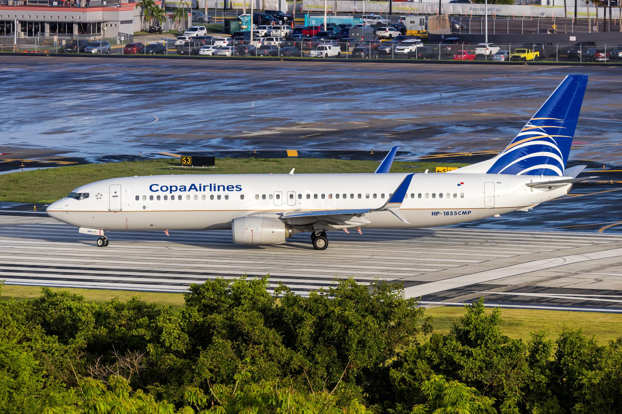 Copa Airlines Boeing 737-800 airplane at San Juan airport in Puerto Rico.