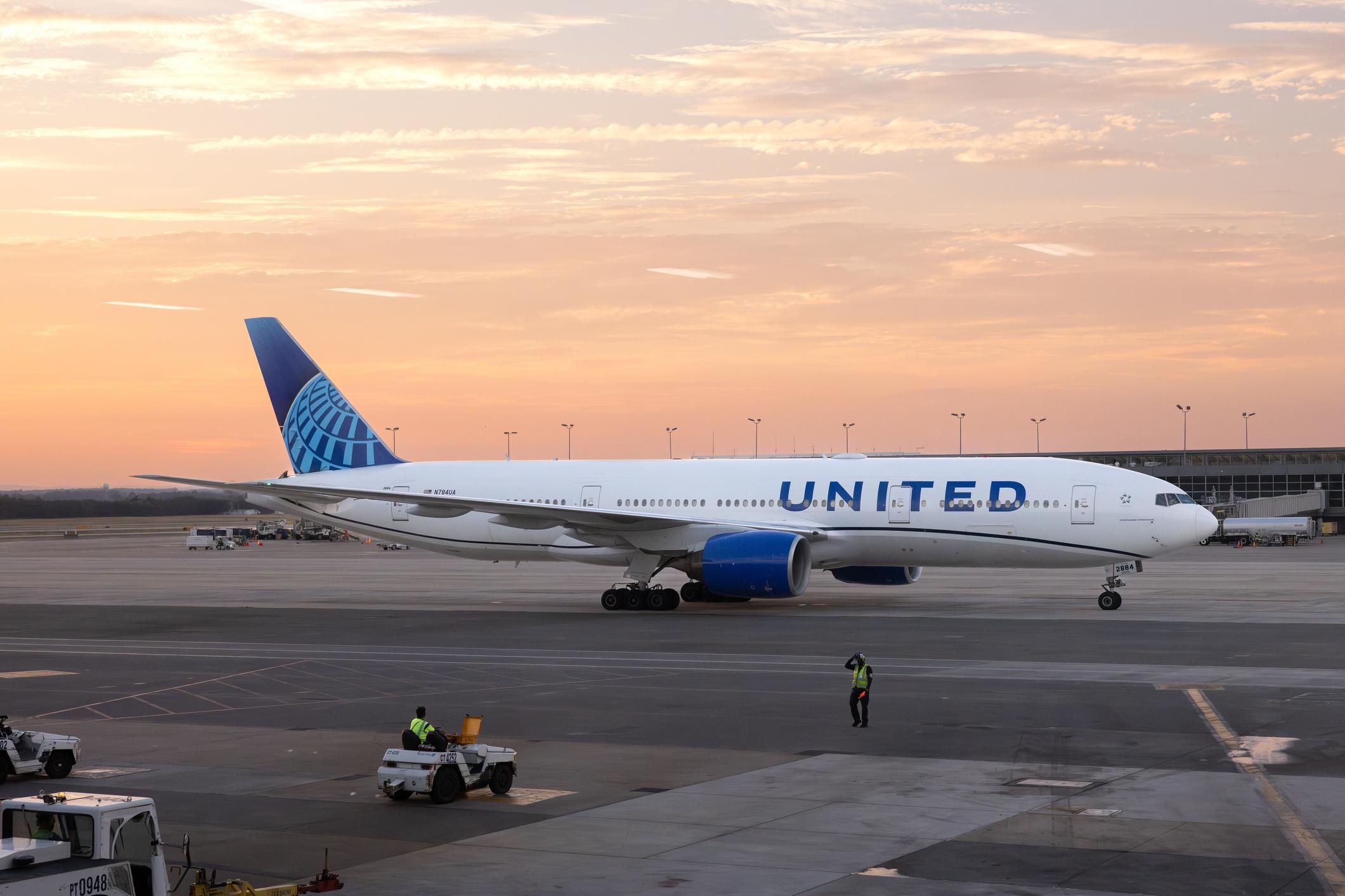 A Boeing 777 prepares for takeoff