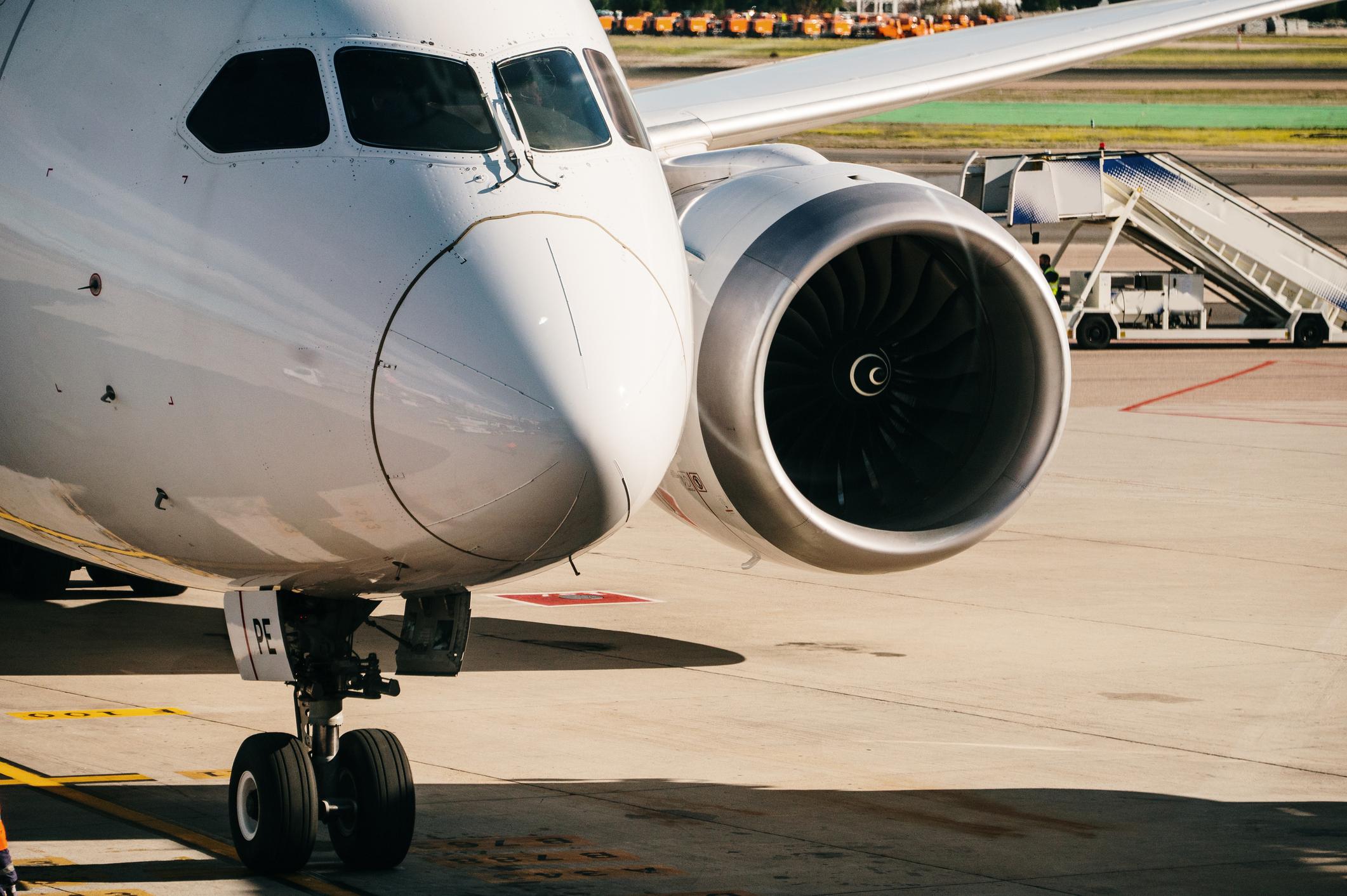 Detail of an airplane engine