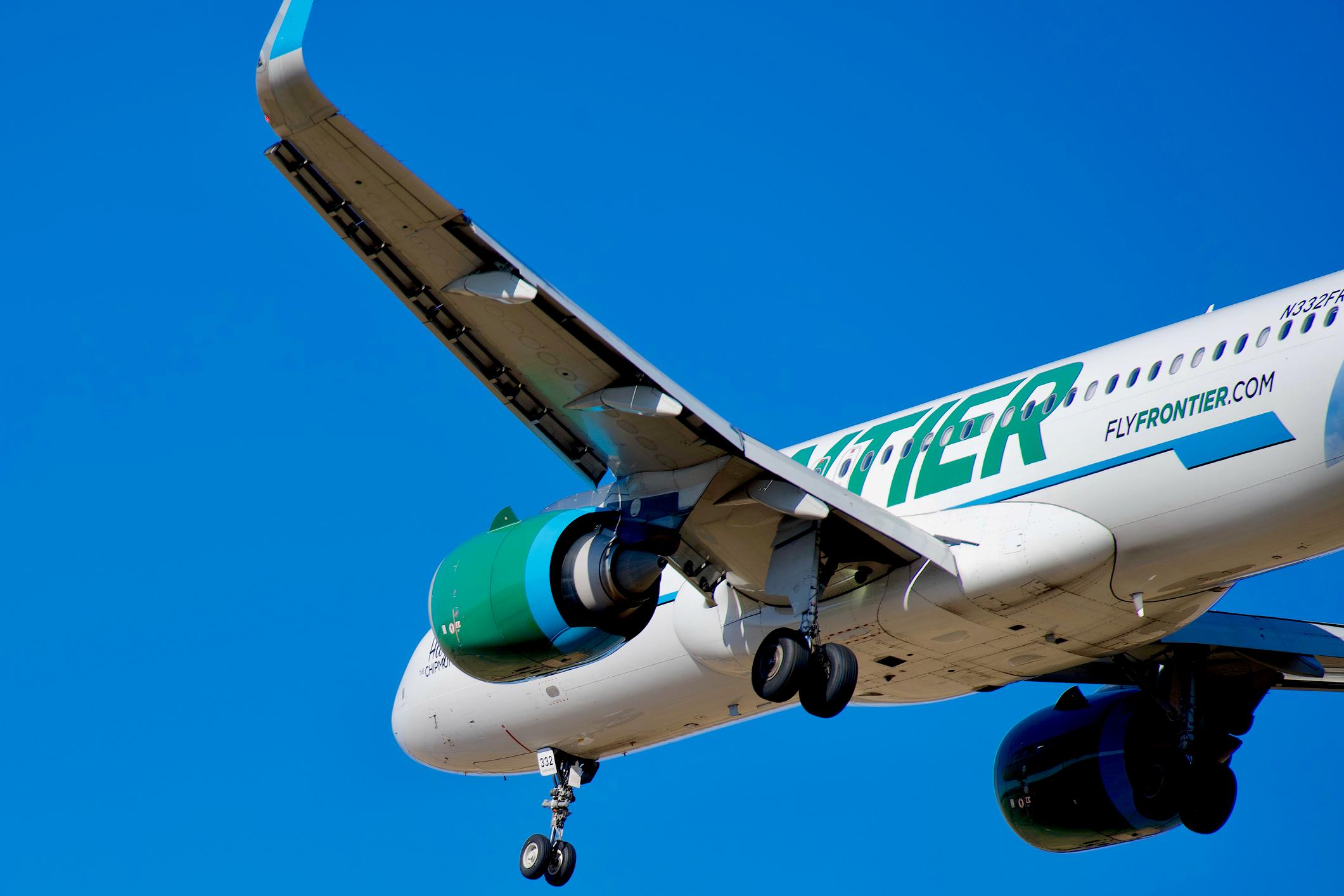 Frontier Airlines flight #FFT4812 aboard “Hazel the Chipmunk” — an Airbus A320-251N (registration #N332FR) — lands at Washington Dulles International Airport after originating earlier in the afternoon at Orlando, Florida.