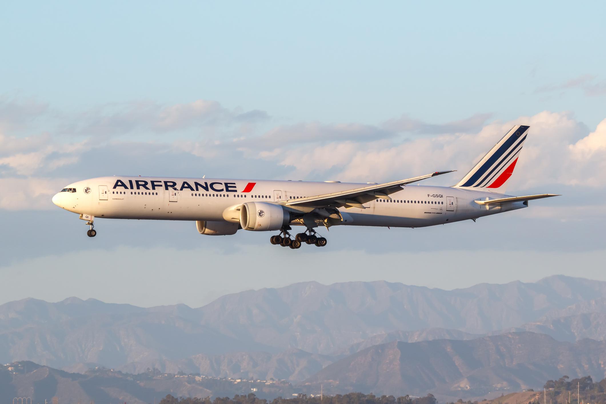 Air France Boeing 777-300(ER) airplane at Los Angeles International Airport (LAX) in the United States.