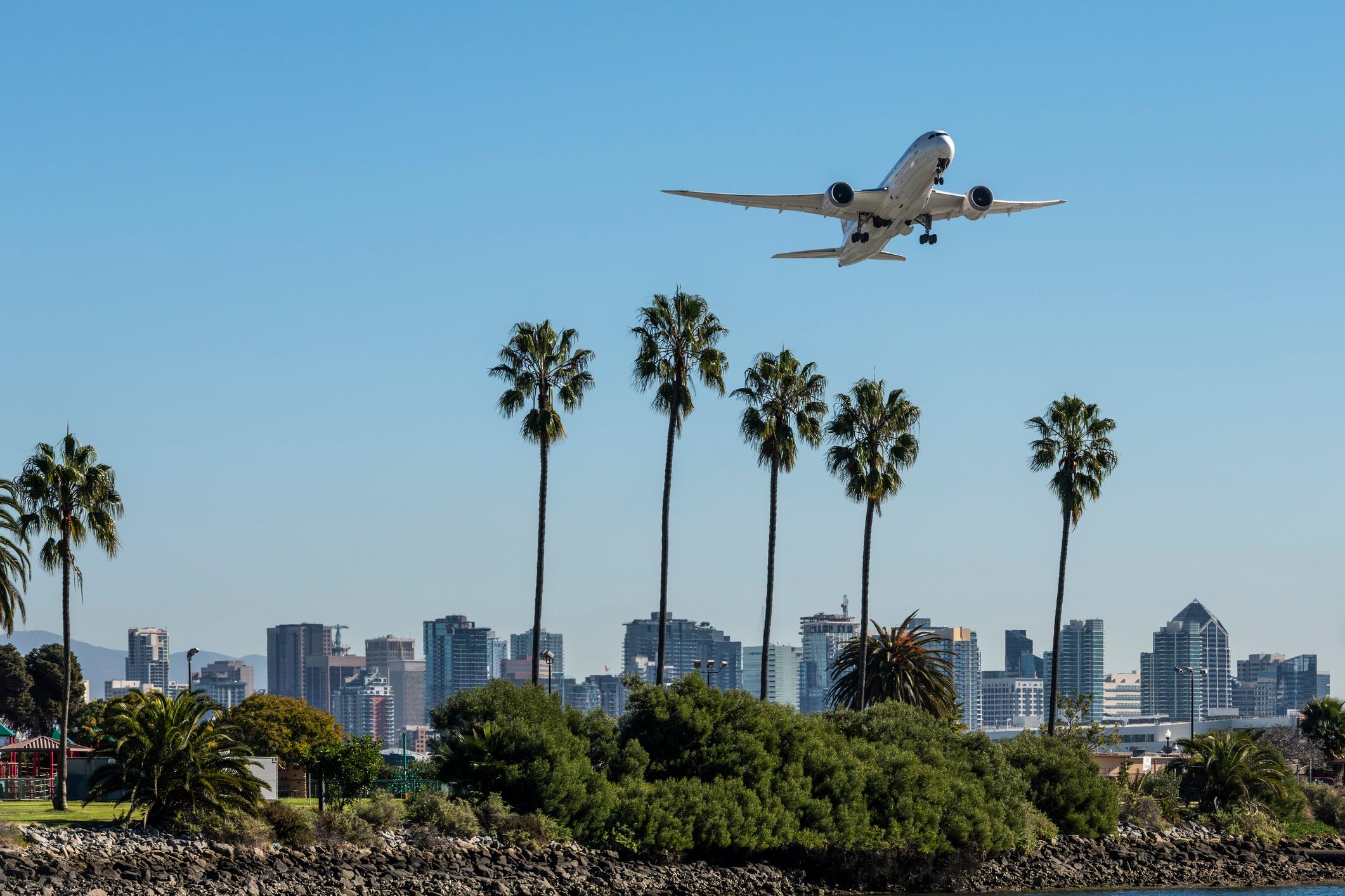 Japan airlines departs San Diego International Airport.