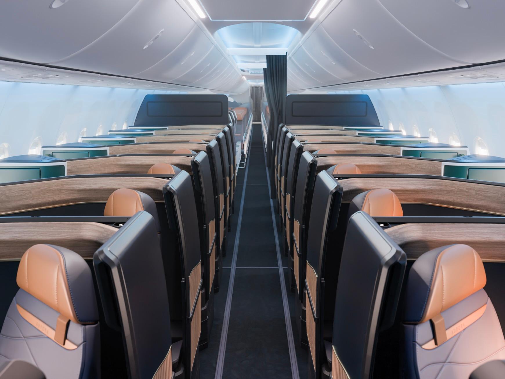 Rendering of Alaska Airlines 737-10 business class.