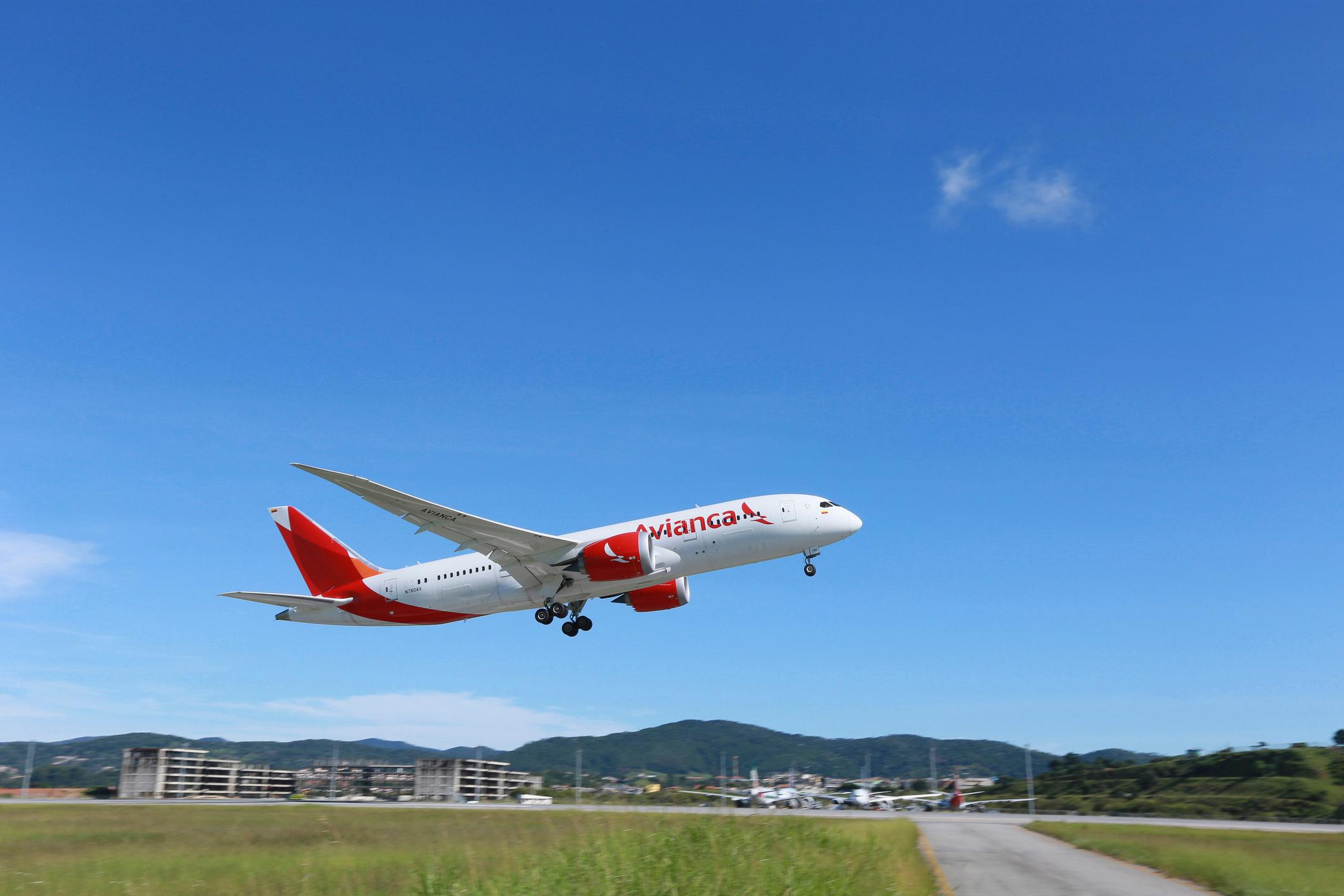 Boeing 787 of Avianca airline in international airport of Sao Paulo, Brazil