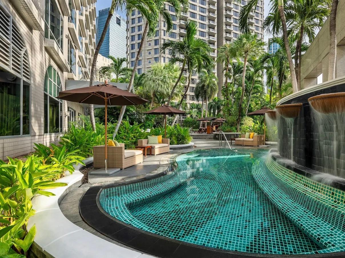 Pool area at the Conrad Bangkok.